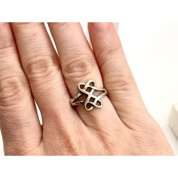 Celtic Style Eternal Knot Ornate 925 Sterling Silver Vintage Ring - sz 6.25 - Picture 10 of 13